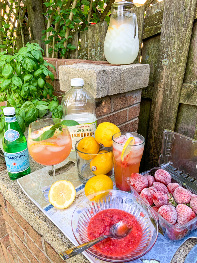 Ingredients for a strawberry lemonade