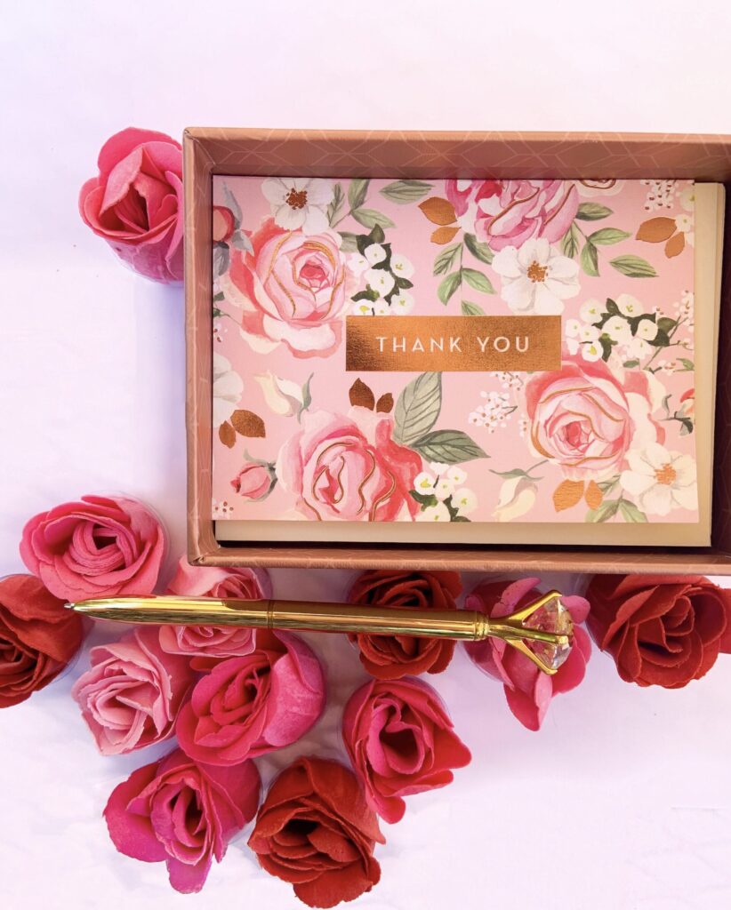 Thank you cards with roses